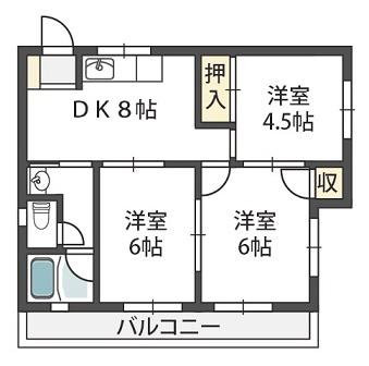 STEADY羽曳野(3DK/2階)の間取り写真