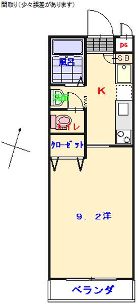 メゾン カヤ S(1K/3階)の間取り写真