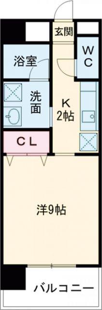 ミッドヒル本城(1K/3階)の間取り写真