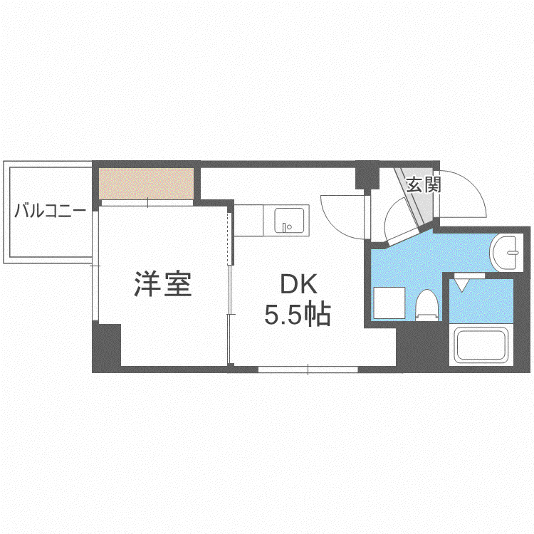 レジデンス札幌北18条(1DK/9階)の間取り写真