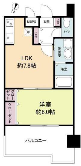レジディア博多II(1LDK/11階)の間取り写真