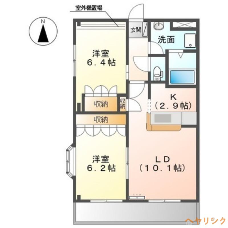 アリスハウス(2LDK/2階)の間取り写真