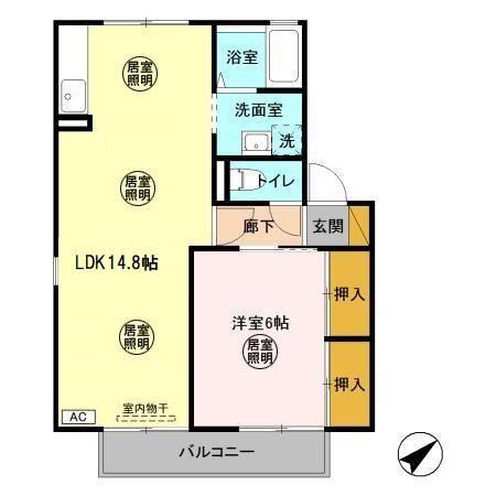 プライム長浦(1LDK/2階)の間取り写真