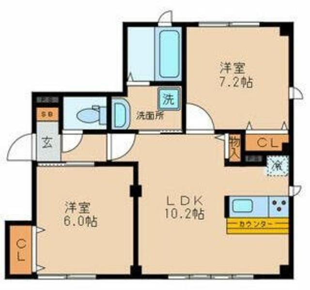 FIIハウス(2LDK/1階)の間取り写真