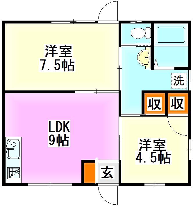 第7センターコーポ(2LDK/1階)の間取り写真