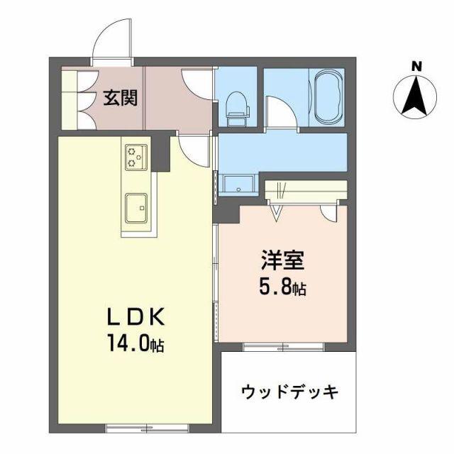 シャーメゾンリアンI(1LDK/1階)の間取り写真