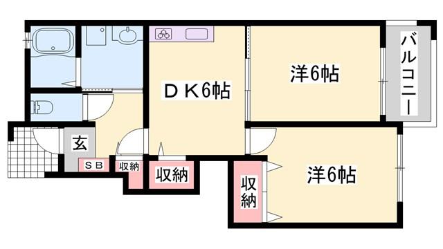 プリムローズ(2DK/1階)の間取り写真