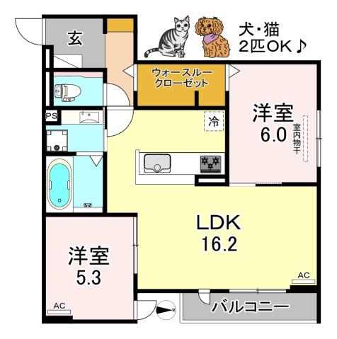 アン シャンテ(2LDK/1階)の間取り写真
