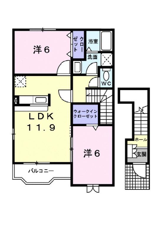 メゾン・ジェルメ(2LDK/2階)の間取り写真