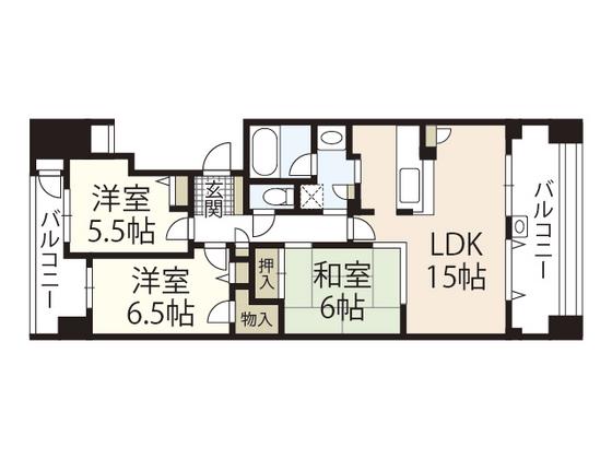 アーバングランディア庚午(3LDK/9階)の間取り写真