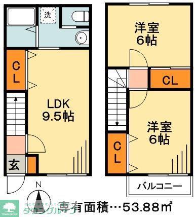 プランドール篠崎(2DK/1階)の間取り写真