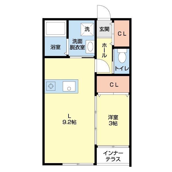 ELAIZA須屋(1LDK/1階)の間取り写真