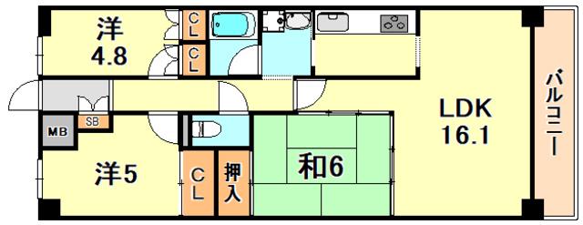リアライズ垂水(3LDK/5階)の間取り写真