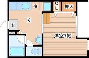 エルドラド国見B棟(1K/1階)の間取り写真