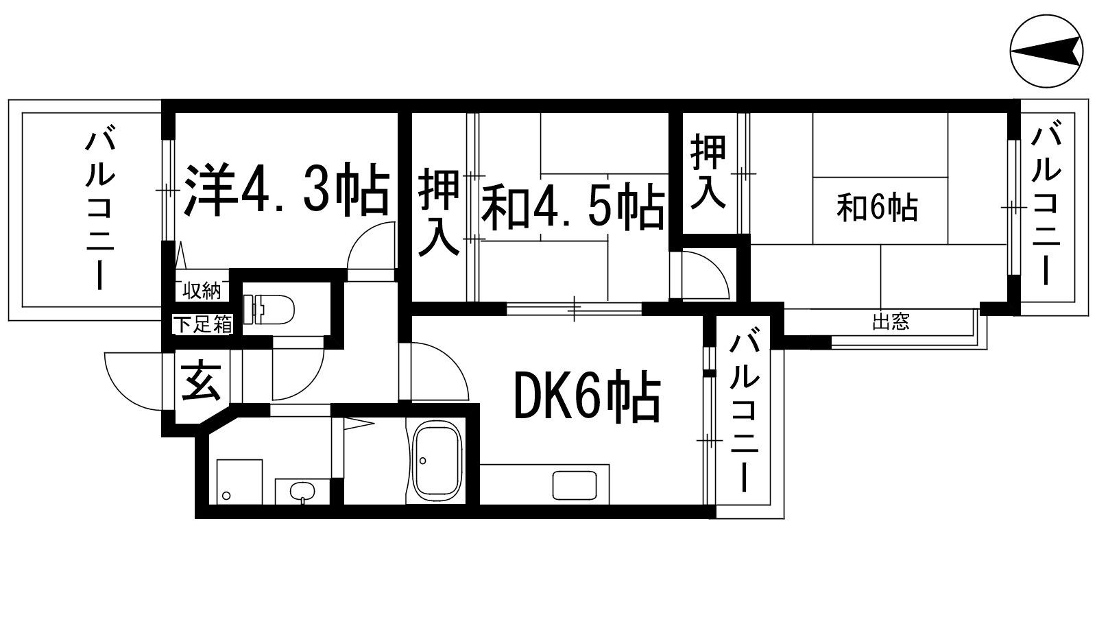 シュロス五月山1(3DK/5階)の間取り写真
