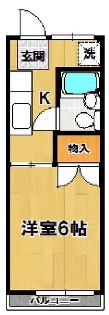 さかいりハイツ(1K/2階)の間取り写真