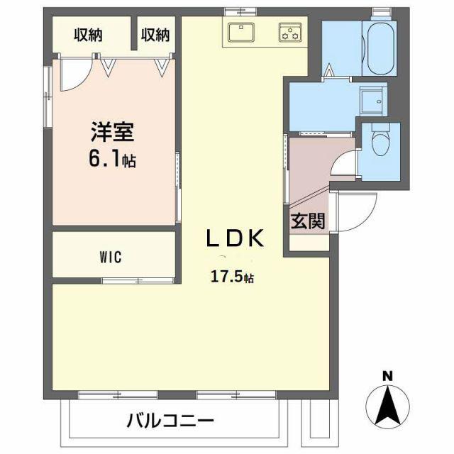 ラ・パルテール壱番館 輝(1LDK/2階)の間取り写真