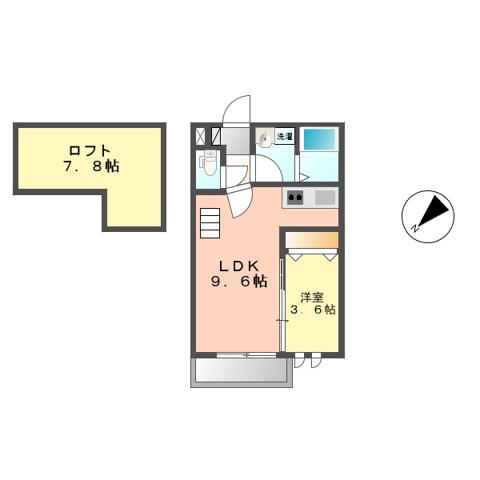 アンピオ志賀本通(1SLDK/1階)の間取り写真