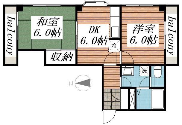 フローレンス江南(2DK/3階)の間取り写真
