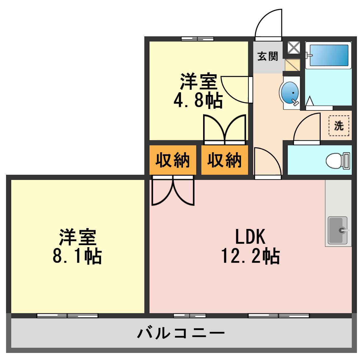 レオパレスエスポワールI(2LDK/2階)の間取り写真
