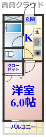 DWELL イースト(1K/3階)の間取り写真