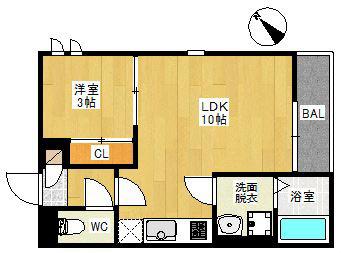 GRANDTIC HAKOZAKI(1LDK/1階)の間取り写真