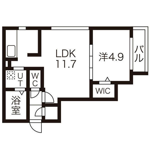 プレオン ウエストロカ(1LDK/1階)の間取り写真