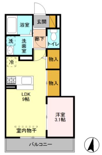 椿ヴィレッジ(1LDK/2階)の間取り写真