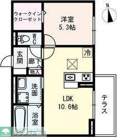 D-ROOM名駅E棟(1LDK/1階)の間取り写真