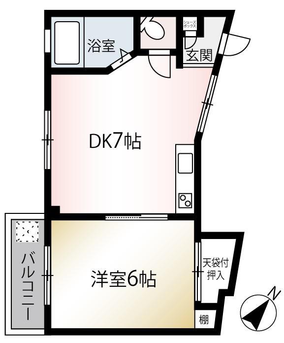 さかえコーポ(1DK/3階)の間取り写真