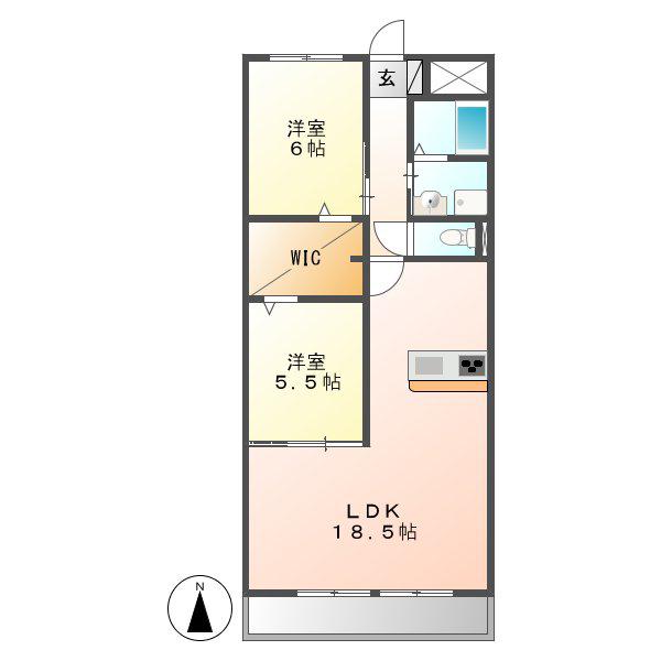 アーバンコート入場(2LDK/7階)の間取り写真