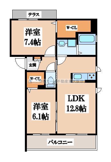 アトレッテジーロ(2LDK/2階)の間取り写真