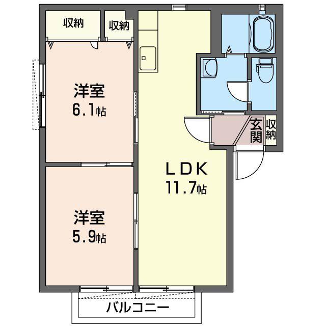 メゾンフレーズ C(2LDK/2階)の間取り写真