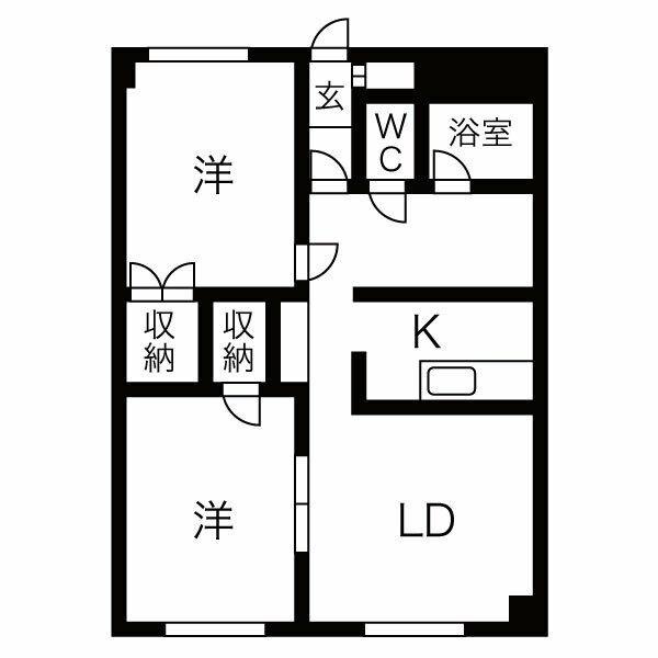 パレスKK(2LDK/3階)の間取り写真