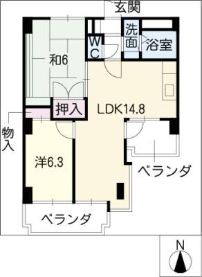 ロイヤルコート光(2LDK/4階)の間取り写真