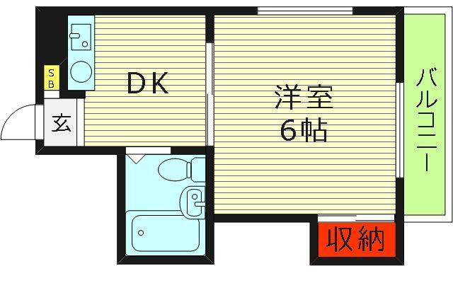 晩成ハイツ関目(1DK/2階)の間取り写真