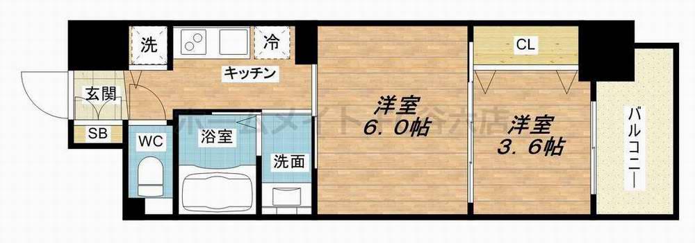 セレニテ心斎橋グランデ(2K/11階)の間取り写真