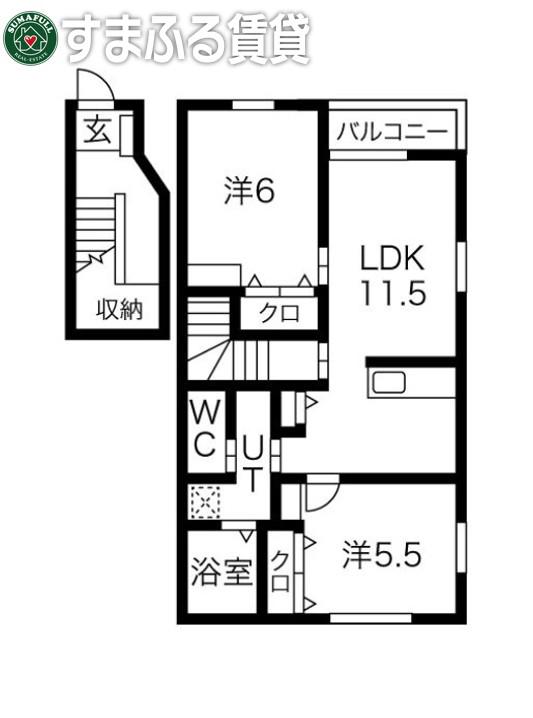 マノワール上里(2LDK/2階)の間取り写真