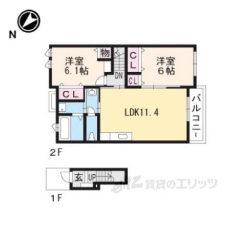 プログレスⅠ番館(2LDK/2階)の間取り写真