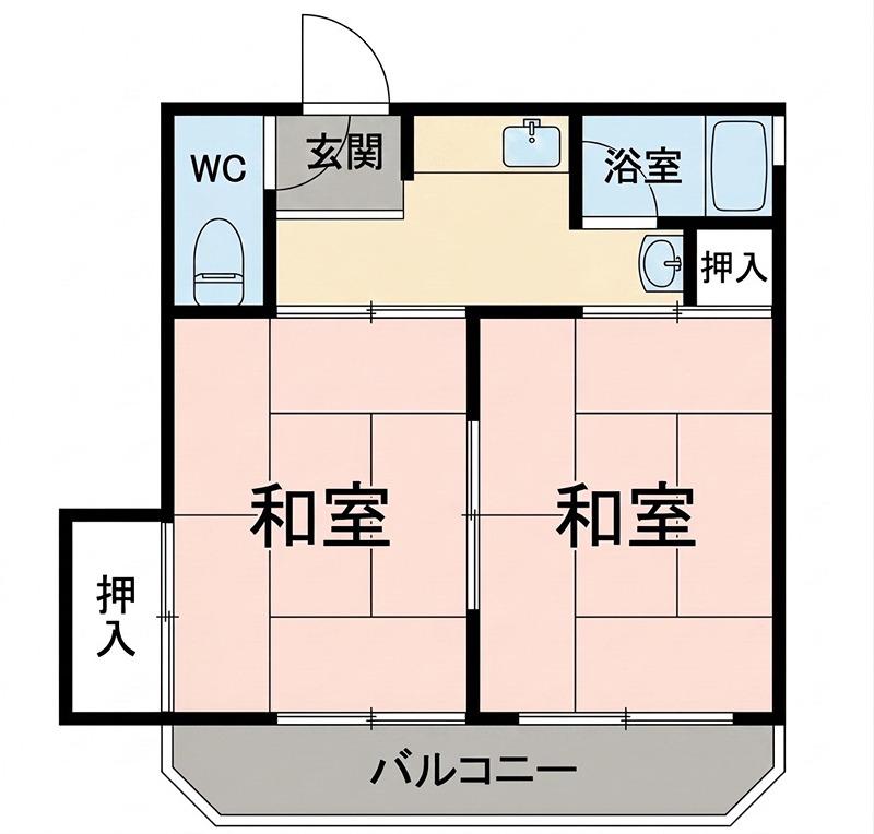 加藤ハイツ(2DK/2階)の間取り写真