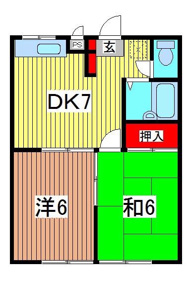エステートピア上青木(2DK/2階)の間取り写真