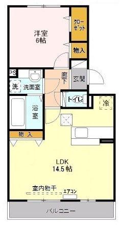 ストーク広瀬(1LDK/2階)の間取り写真