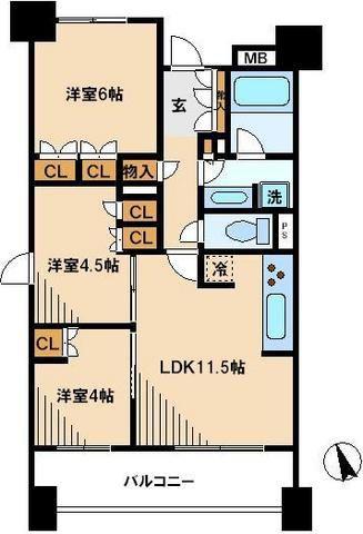 パークアクシス大塚(3LDK/4階)の間取り写真