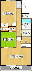 サンリージェント(2LDK/1階)の間取り写真