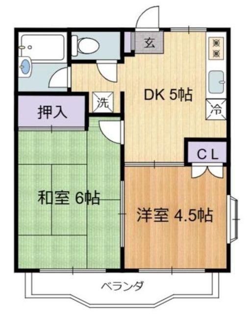 エランドールB(2DK/1階)の間取り写真