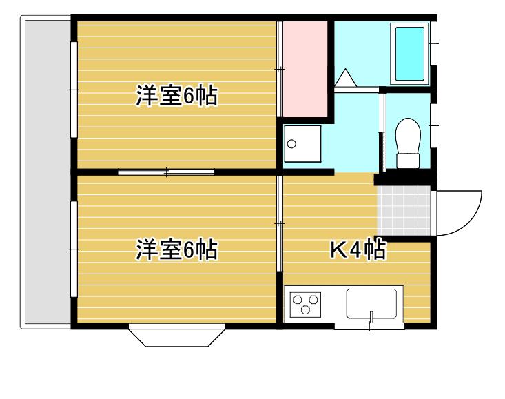 ルフュージュさくら青木(2DK/2階)の間取り写真