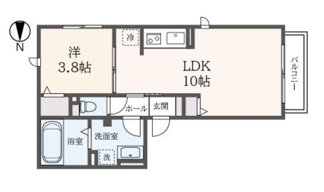 メゾン ルテチア(1LDK/2階)の間取り写真