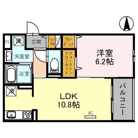グランドール清水(1LDK/1階)の間取り写真