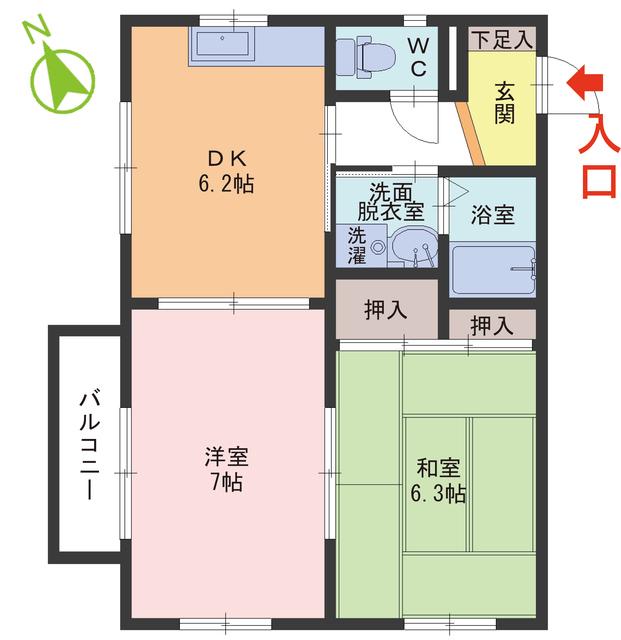 メゾン 四季の花(2DK/2階)の間取り写真
