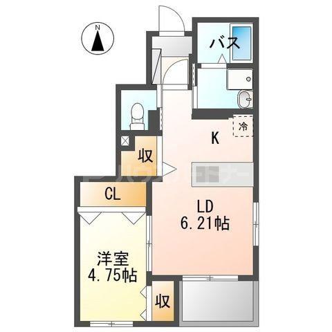 プアールA(1LDK/1階)の間取り写真